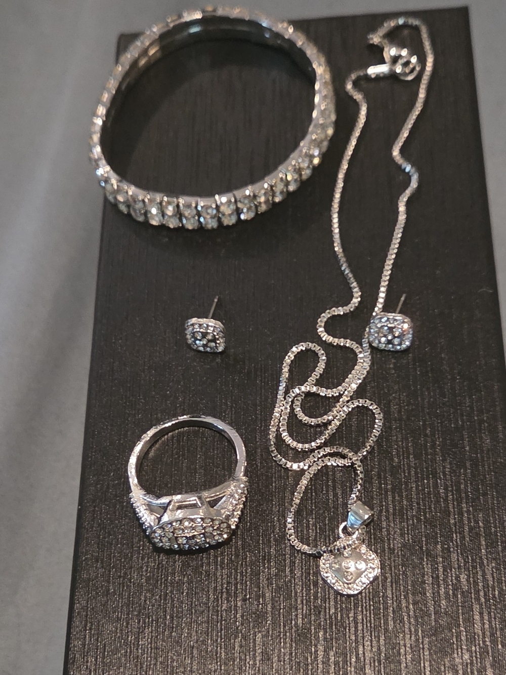 Sterling Silver-Tone Cubic Zirconia Jewelry Set - Silver